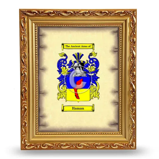 Haman Coat of Arms Framed - Gold