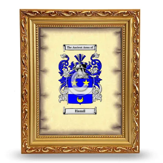 Hamil Coat of Arms Framed - Gold