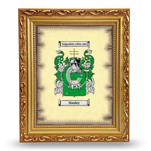 Hanley Coat of Arms Framed - Gold