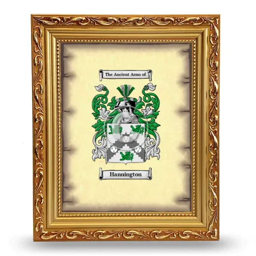 Hannington Coat of Arms Framed - Gold