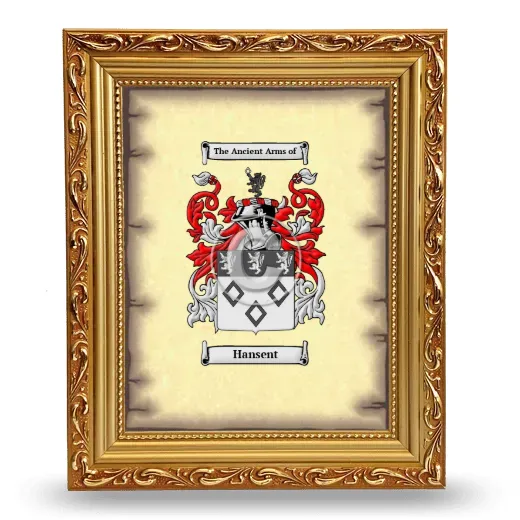 Hansent Coat of Arms Framed - Gold