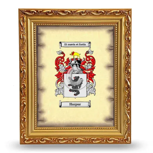 Harpur Coat of Arms Framed - Gold