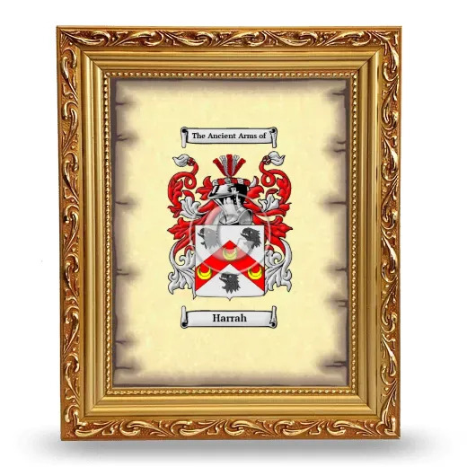Harrah Coat of Arms Framed - Gold