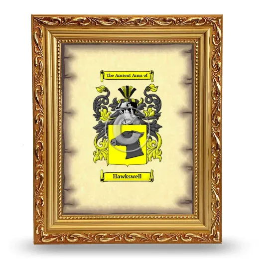 Hawkswell Coat of Arms Framed - Gold