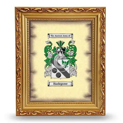 Hazlegrove Coat of Arms Framed - Gold