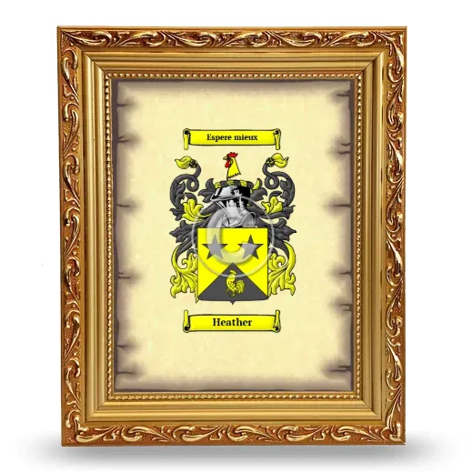 Heather Coat of Arms Framed - Gold