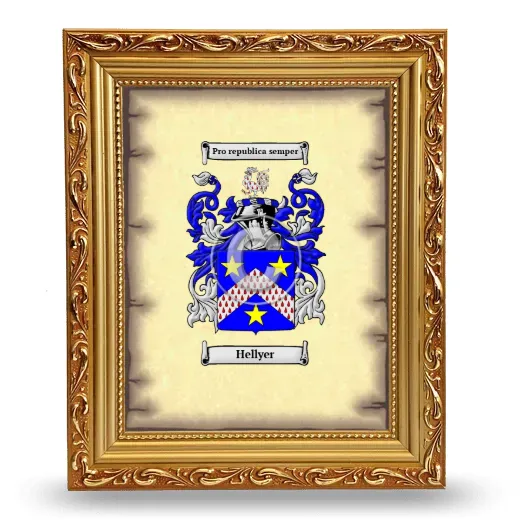 Hellyer Coat of Arms Framed - Gold