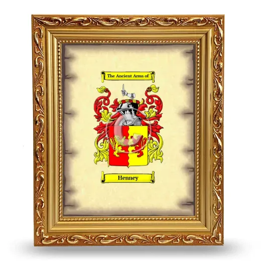 Henney Coat of Arms Framed - Gold