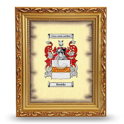 Hericks Coat of Arms Framed - Gold