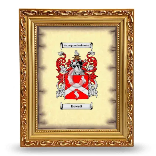Hewett Coat of Arms Framed - Gold