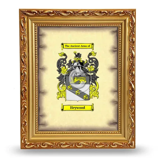 Heywood Coat of Arms Framed - Gold