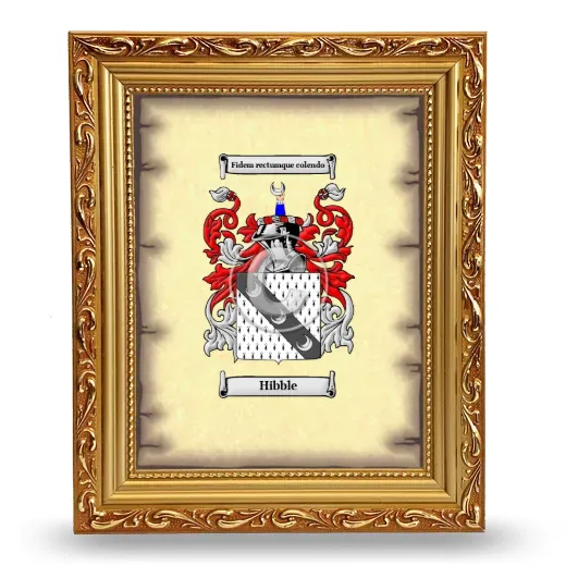 Hibble Coat of Arms Framed - Gold