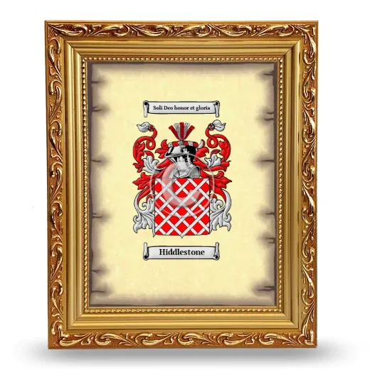 Hiddlestone Coat of Arms Framed - Gold