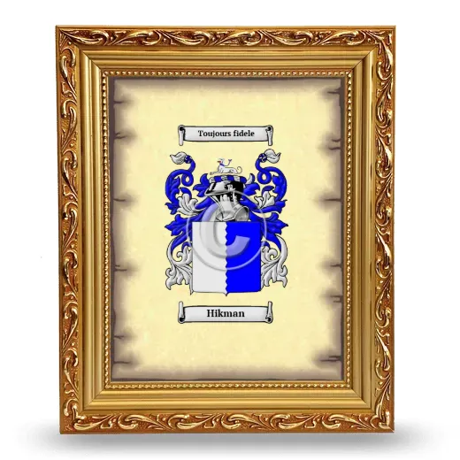 Hikman Coat of Arms Framed - Gold