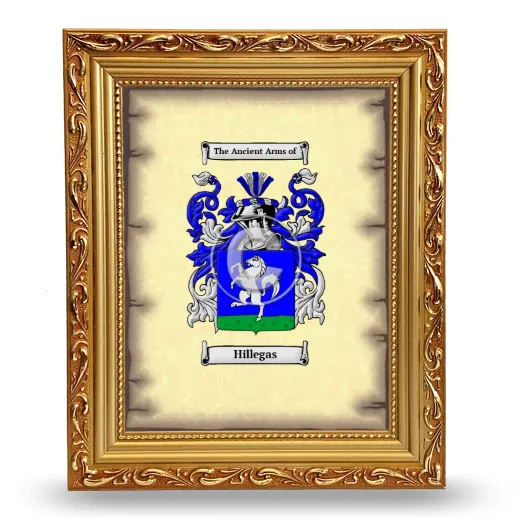 Hillegas Coat of Arms Framed - Gold