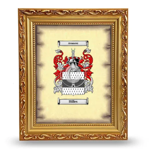 Hilles Coat of Arms Framed - Gold