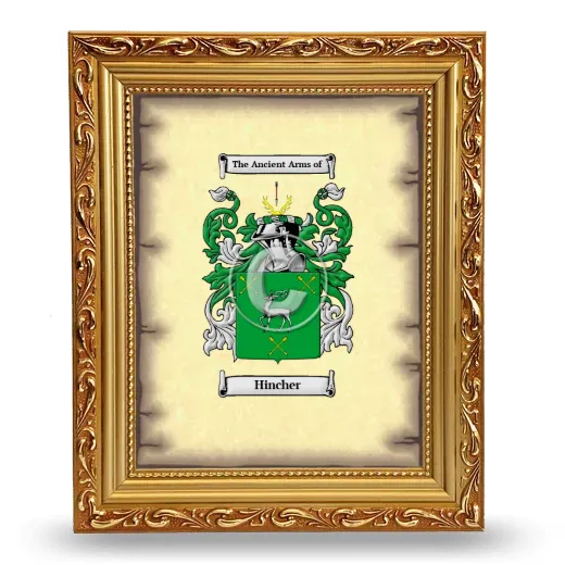 Hincher Coat of Arms Framed - Gold