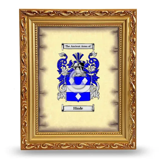 Hinde Coat of Arms Framed - Gold
