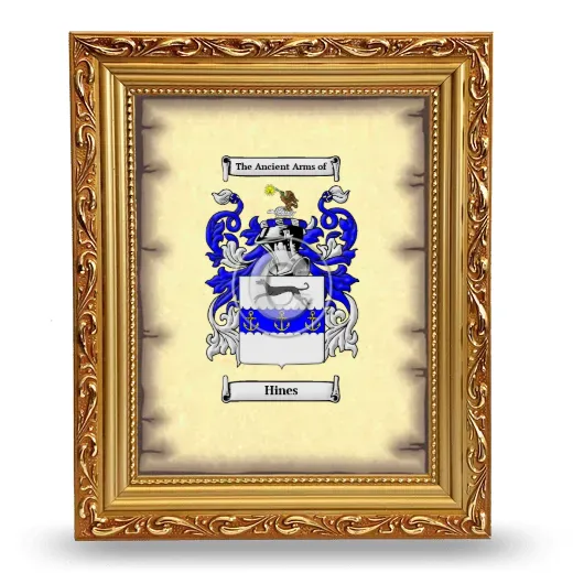 Hines Coat of Arms Framed - Gold