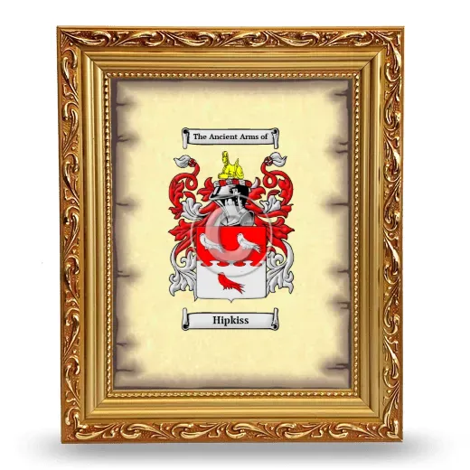 Hipkiss Coat of Arms Framed - Gold