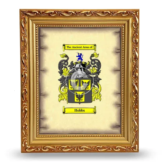 Hobbs Coat of Arms Framed - Gold