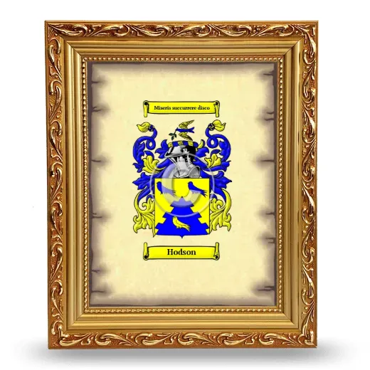 Hodson Coat of Arms Framed - Gold