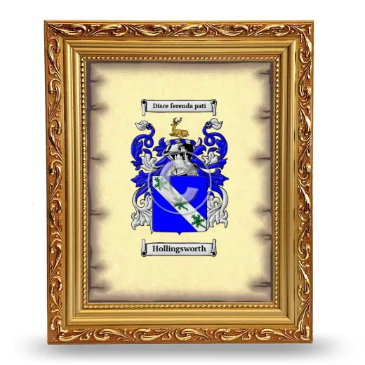 Hollingsworth Coat of Arms Framed - Gold