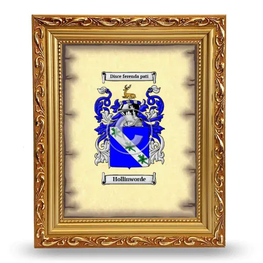 Hollinworde Coat of Arms Framed - Gold