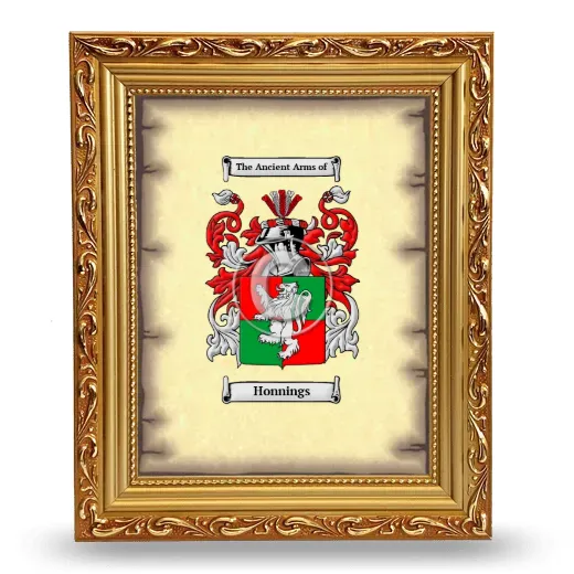 Honnings Coat of Arms Framed - Gold