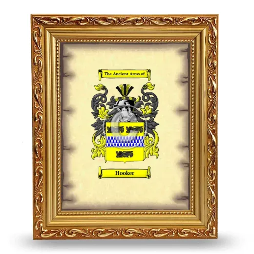 Hooker Coat of Arms Framed - Gold