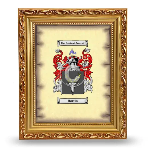 Hortin Coat of Arms Framed - Gold