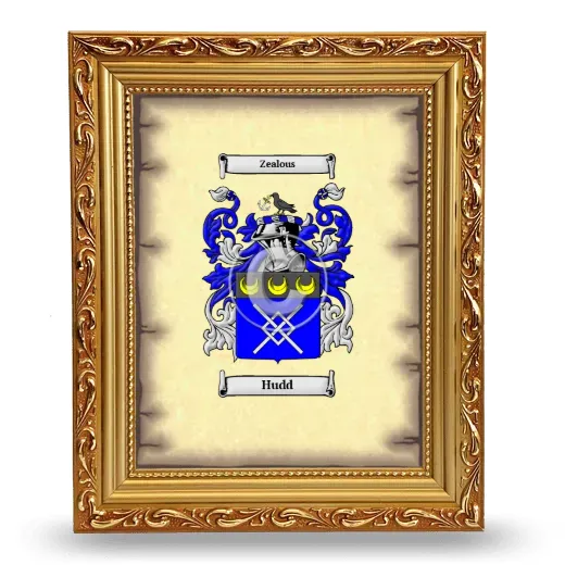 Hudd Coat of Arms Framed - Gold