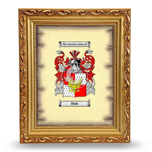 Huis Coat of Arms Framed - Gold