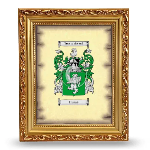 Hume Coat of Arms Framed - Gold