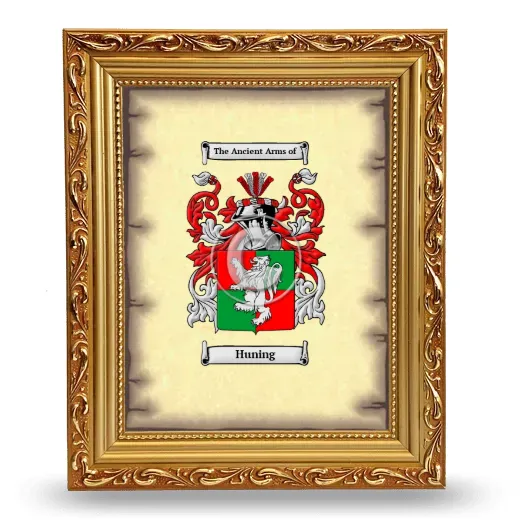 Huning Coat of Arms Framed - Gold