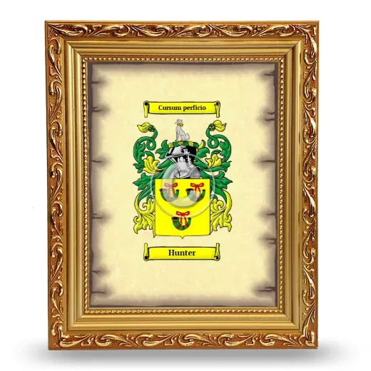 Hunter Coat of Arms Framed - Gold