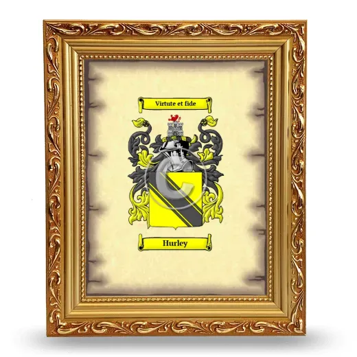 Hurley Coat of Arms Framed - Gold