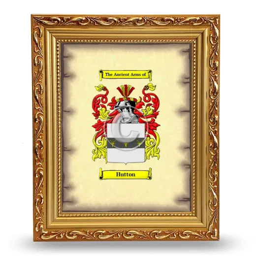 Hutton Coat of Arms Framed - Gold