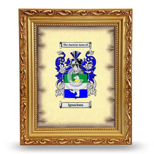 Ignacious Coat of Arms Framed - Gold