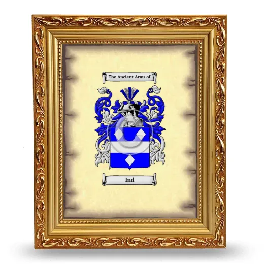 Ind Coat of Arms Framed - Gold