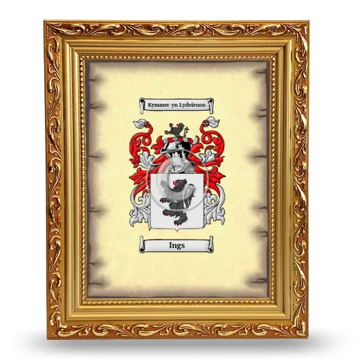 Ings Coat of Arms Framed - Gold