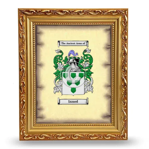 Izzard Coat of Arms Framed - Gold