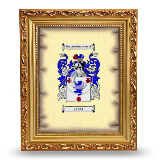 Janes Coat of Arms Framed - Gold