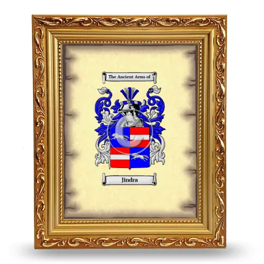 Jindra Coat of Arms Framed - Gold