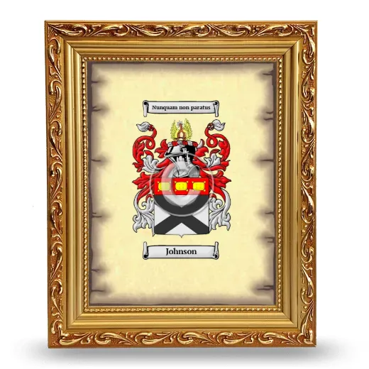 Johnson Coat of Arms Framed - Gold