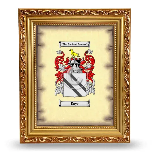 Kaye Coat of Arms Framed - Gold
