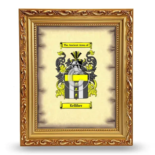 Kelliher Coat of Arms Framed - Gold