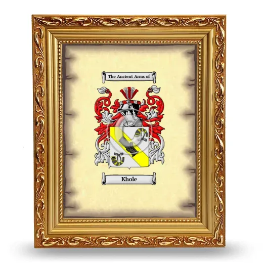 Khole Coat of Arms Framed - Gold