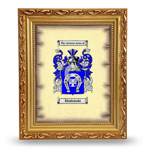 Klodzinski Coat of Arms Framed - Gold