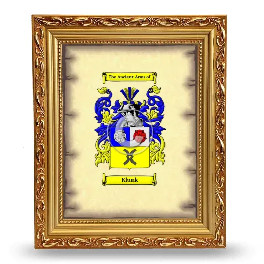 Klunk Coat of Arms Framed - Gold